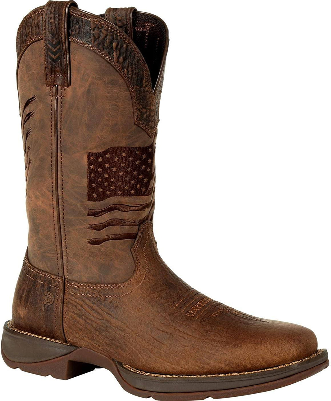 Boot  Durango  Men`s Rebel by Brown Distressed Flag Embroidery Western DDB0314