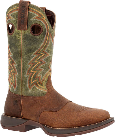 Boot  Durango  Men`s Rebel Dark Chestnut and Hunter Green Western DDB0390